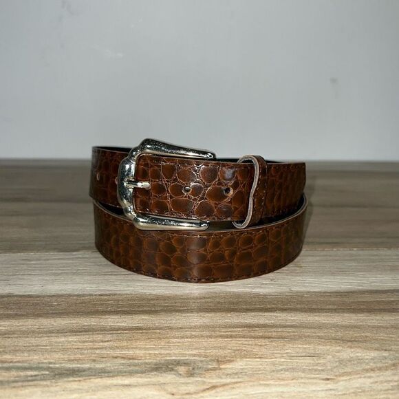 Retro Wide Belt Womens 14 Gold Tone  And Brown  Snake Print ClassicCore Office - Picture 1 of 6